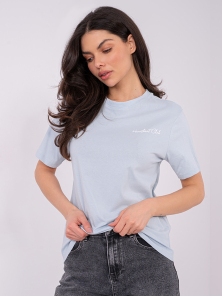 Jasnoniebieski t-shirt z nadrukiem na plecach SUBLEVEL 