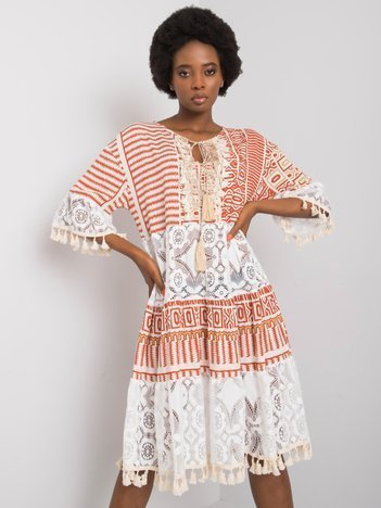 Ciemnopomarańczowa sukienka boho Nayeli
