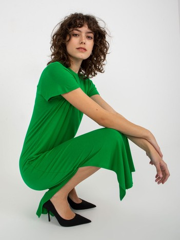Hurt Zielona midi sukienka basic z rozcięciami Liliane
