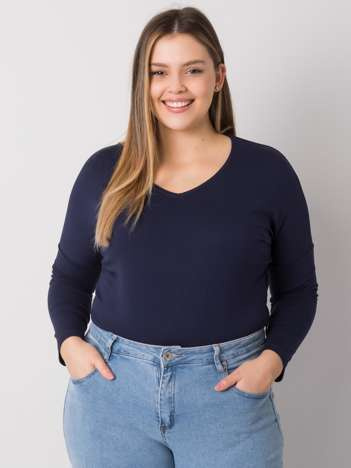 Granatowa gładka bluzka plus size Elisa