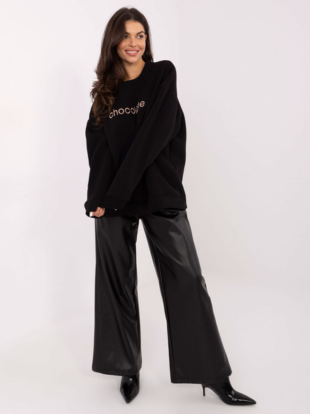Czarna ocieplana bluza z napisem RUE PARIS 