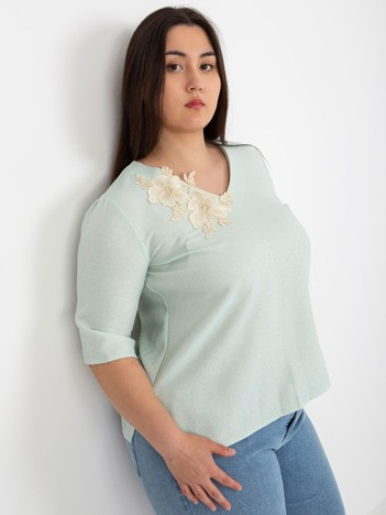 Hurtownia Miętowa elegancka bluzka plus size