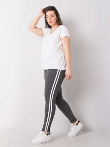 Tmavosivé melanžové legíny z bavlny plus size Millie.