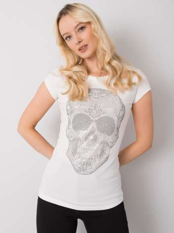 Ecru majica z aplikacijo Skull.
