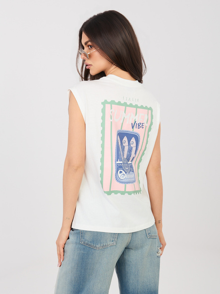 Biały damski t-shirt bez rękawów SUBLEVEL 