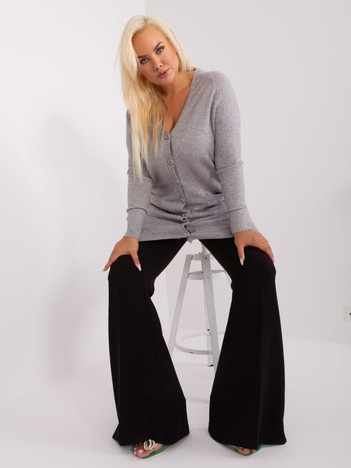 Hurt Szary rozpinany sweter plus size z wiskozą 