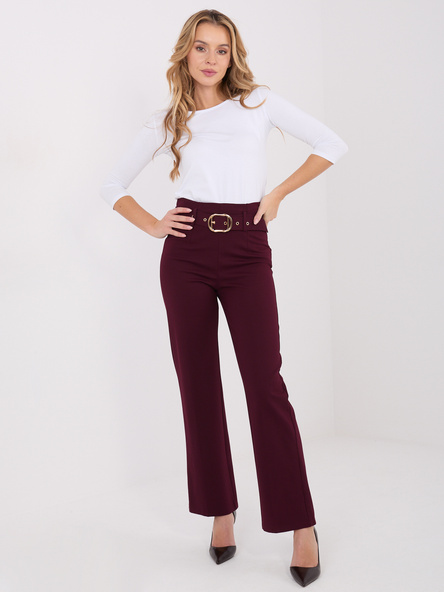 Burgundowe eleganckie spodnie straight leg 