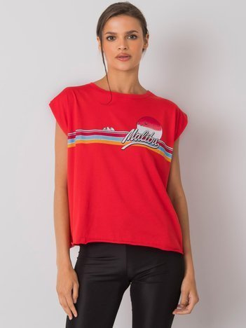 Czerwony t-shirt z nadrukiem Malibu