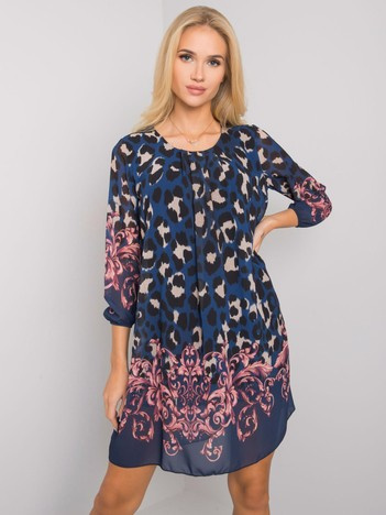 Granatowa sukienka w zwierzęce wzory Sunny OCH BELLA