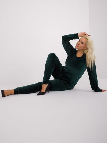 Hurt Ciemnozielony welurowy komplet plus size Jeanne