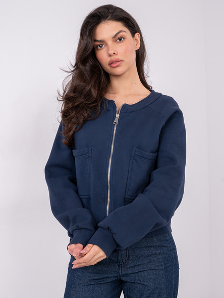 Granatowa rozpinana bluza z kieszeniami