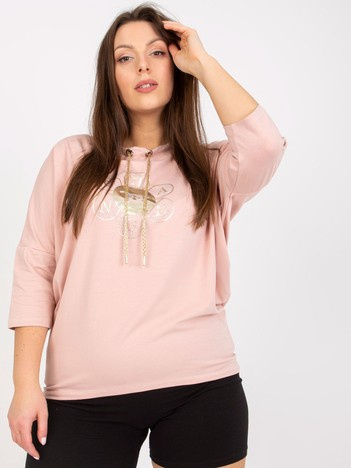 Ružovo-sivá blúzka plus size s 3/4 rukávom.