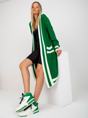 Hurtownia online Zielony długi kardigan oversize RUE PARIS 
