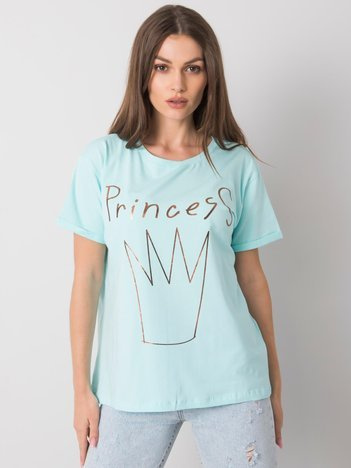Miętowy t-shirt z nadrukiem Aosta