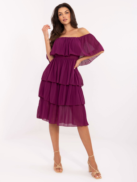 Fioletowa sukienka hiszpanka z warstwami OCH BELLA 