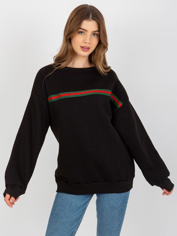 Hurt Czarna dresowa bluza bez kaptura o kroju oversize 