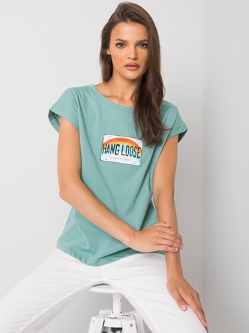 Jasnozielony t-shirt z nadrukiem Aloha