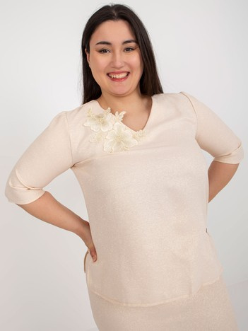 Hurt Jasnobrzoskwiniowa bluzka plus size z koronką 