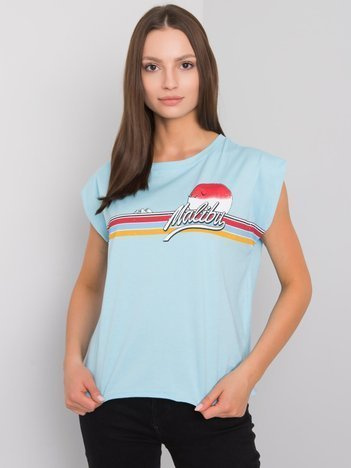 Jasnoniebieski t-shirt z nadrukiem Malibu