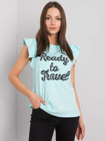 Miętowa bluzka z nadrukiem Beverly