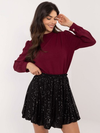 Hurtownia Czarna mini spódnica bombka z cekinami