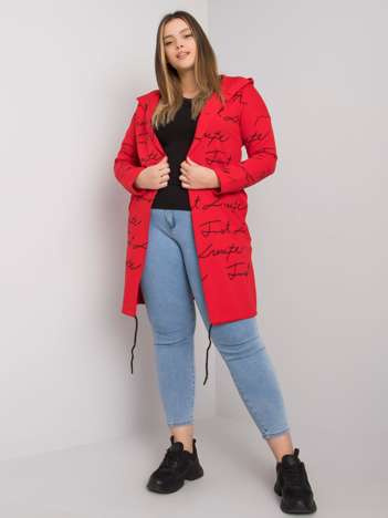 Czerwona narzutka plus size z printami Parma