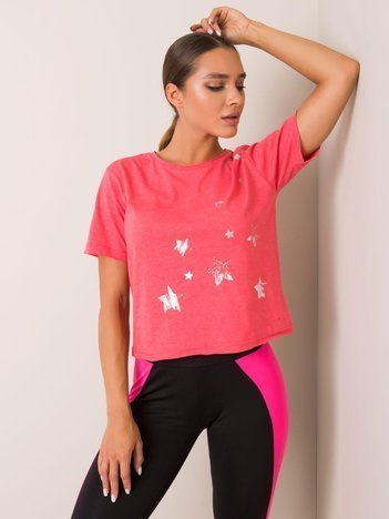 Koralowy t-shirt Star FOR FITNESS