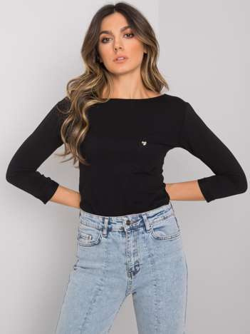 Črna osnovna bluza z žepkom Steffanie.