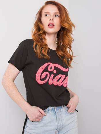 Czarny t-shirt z aplikacją Erin