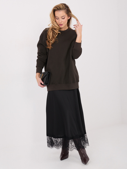 Czekoladowa dresowa bluza basic z ociepleniem